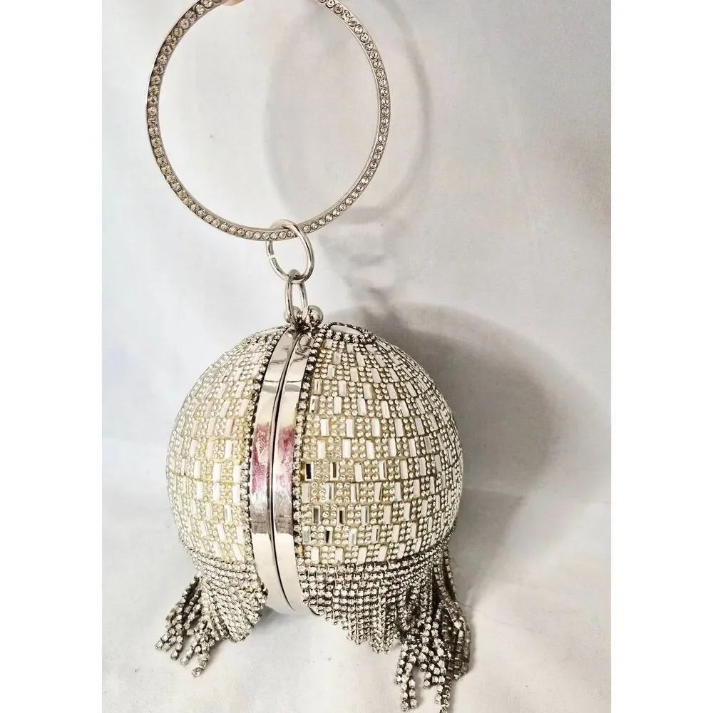 Crystal encrusted ball clutch proms formal